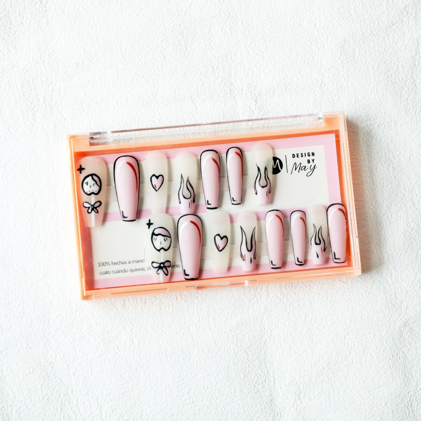 15Pcs Mischievous Pink Press on Nail Art By Handmade