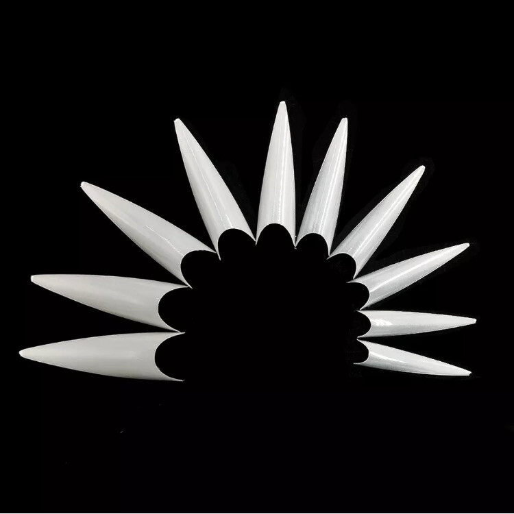 Extra Long Stiletto False Nail Tips Acrylic/Easy coffin nail tips-Natural color