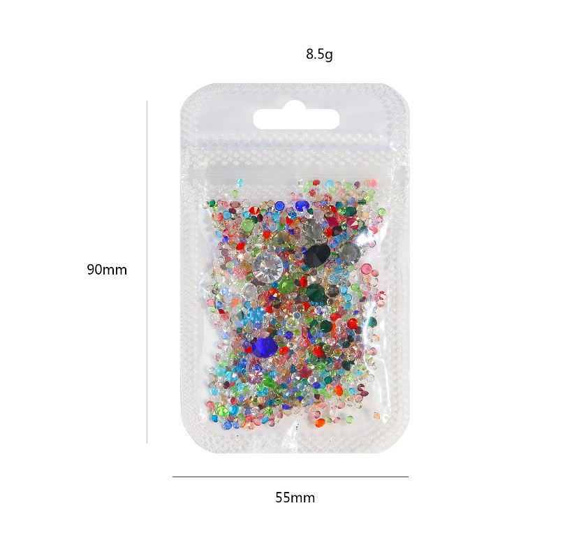8g Mixed Color Glass Rhinestones Pointed Bottom Rhinestone Crystal Bead Nail Art