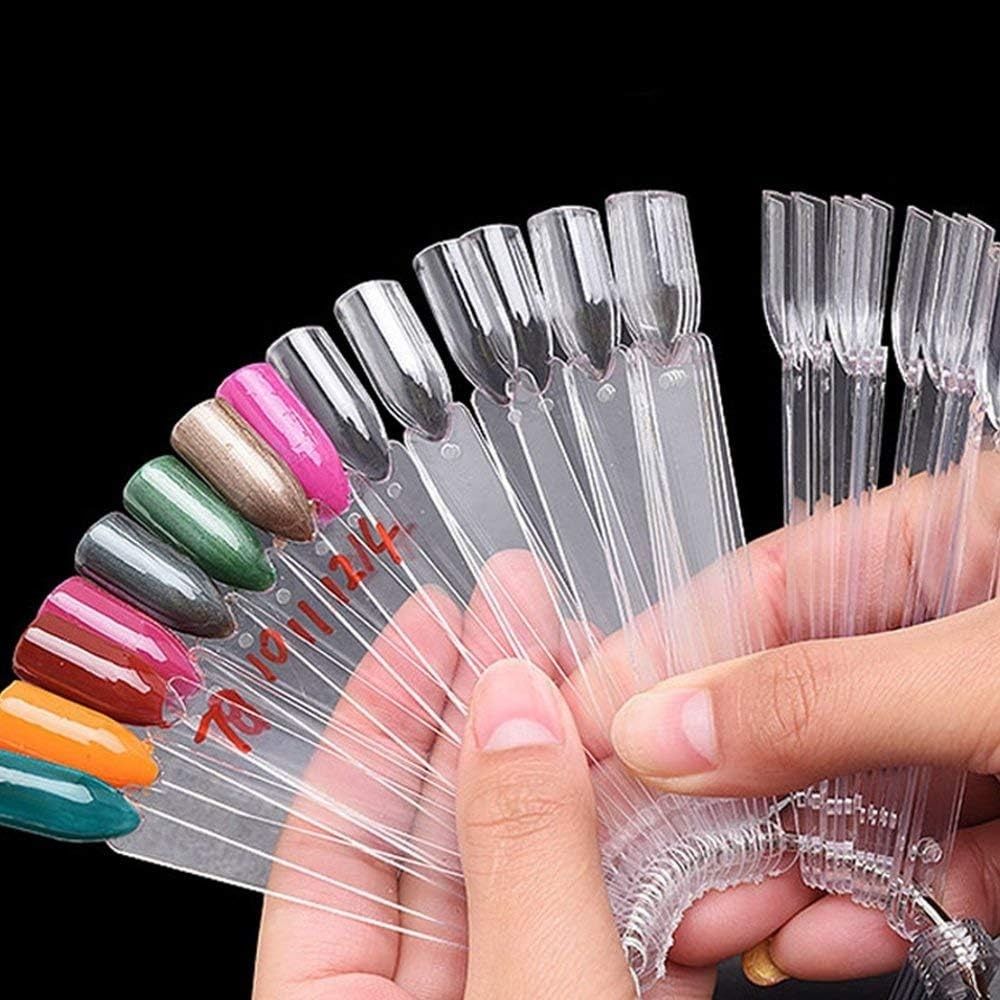 Professional 50-Pack Nail Art Sticks – Clear Fan Display for Practicing Designs