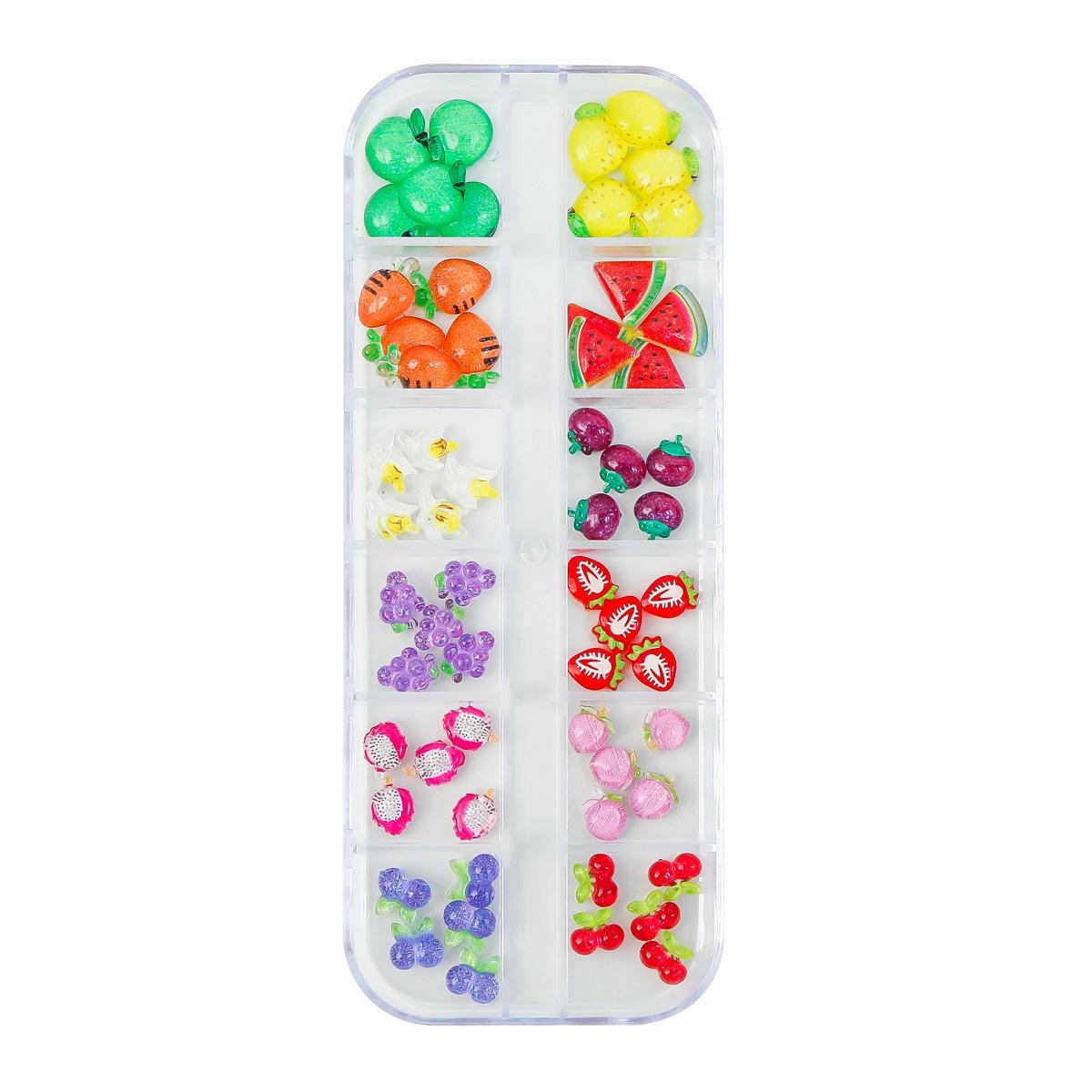 Summer Fruit Resin Nail Gems, 3D Ice Crystal Clear Charms for DIY Manicure