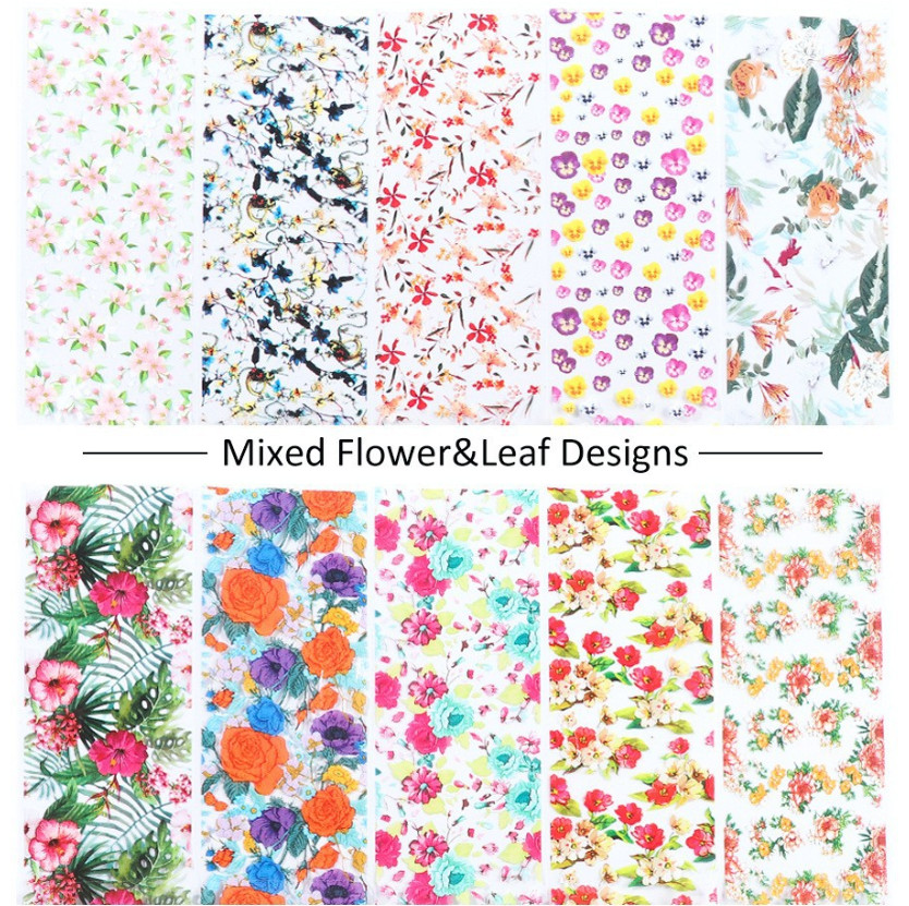 Flower Leaf Nail Foil Transfer Florals Nail Stickers Rose Daisy Nail Art Decal