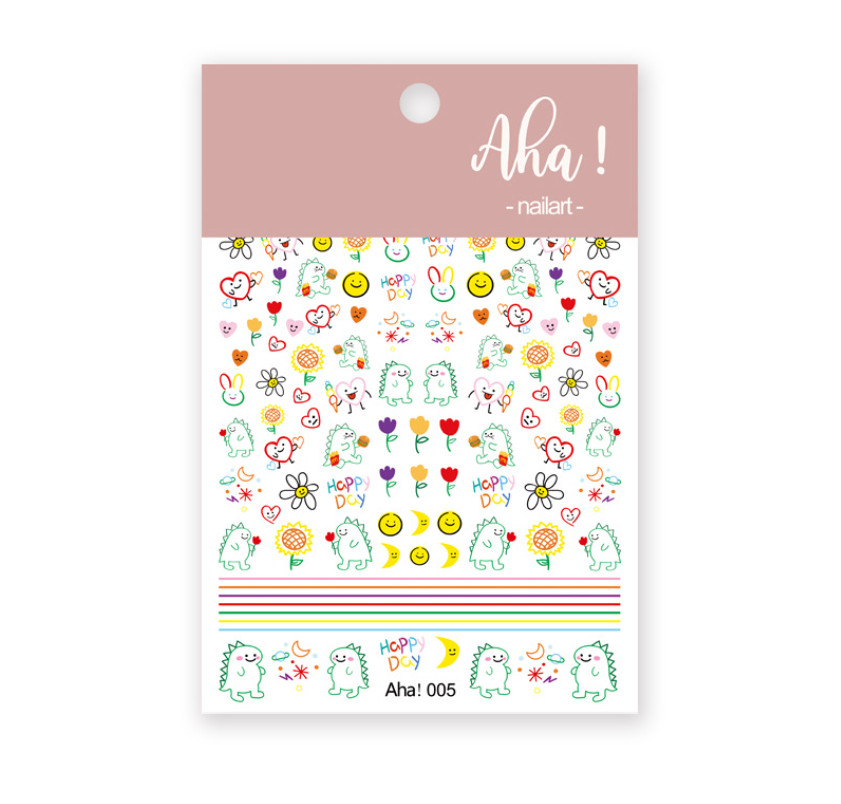 Flower dinosaur bee bear daisy Heart Smile 3D Engraved Nail Art Stickers NH20
