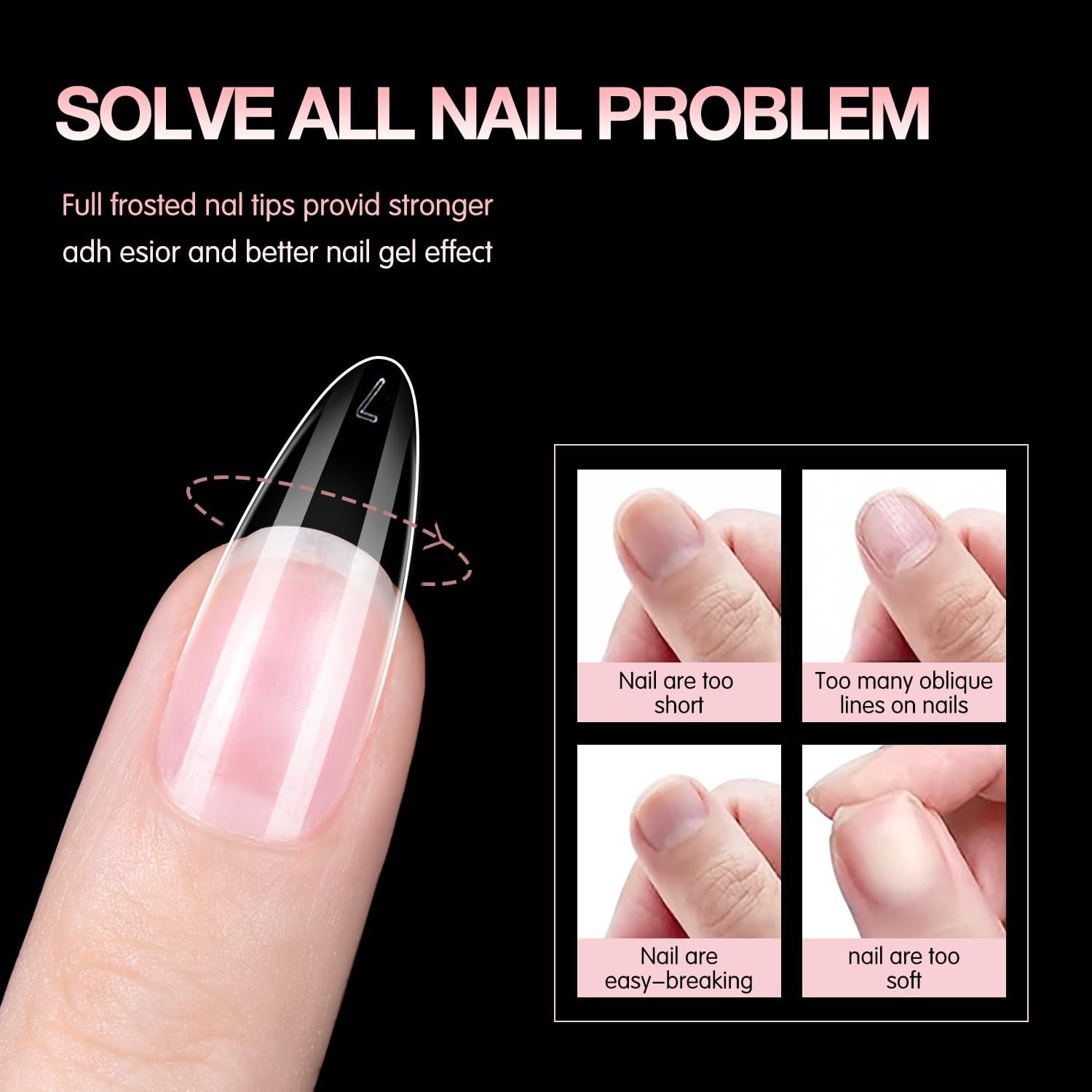 BEAUTPAL Long Stiletto Tips 510pcs Almond Press on Nails Pre-shape Almond Nai…