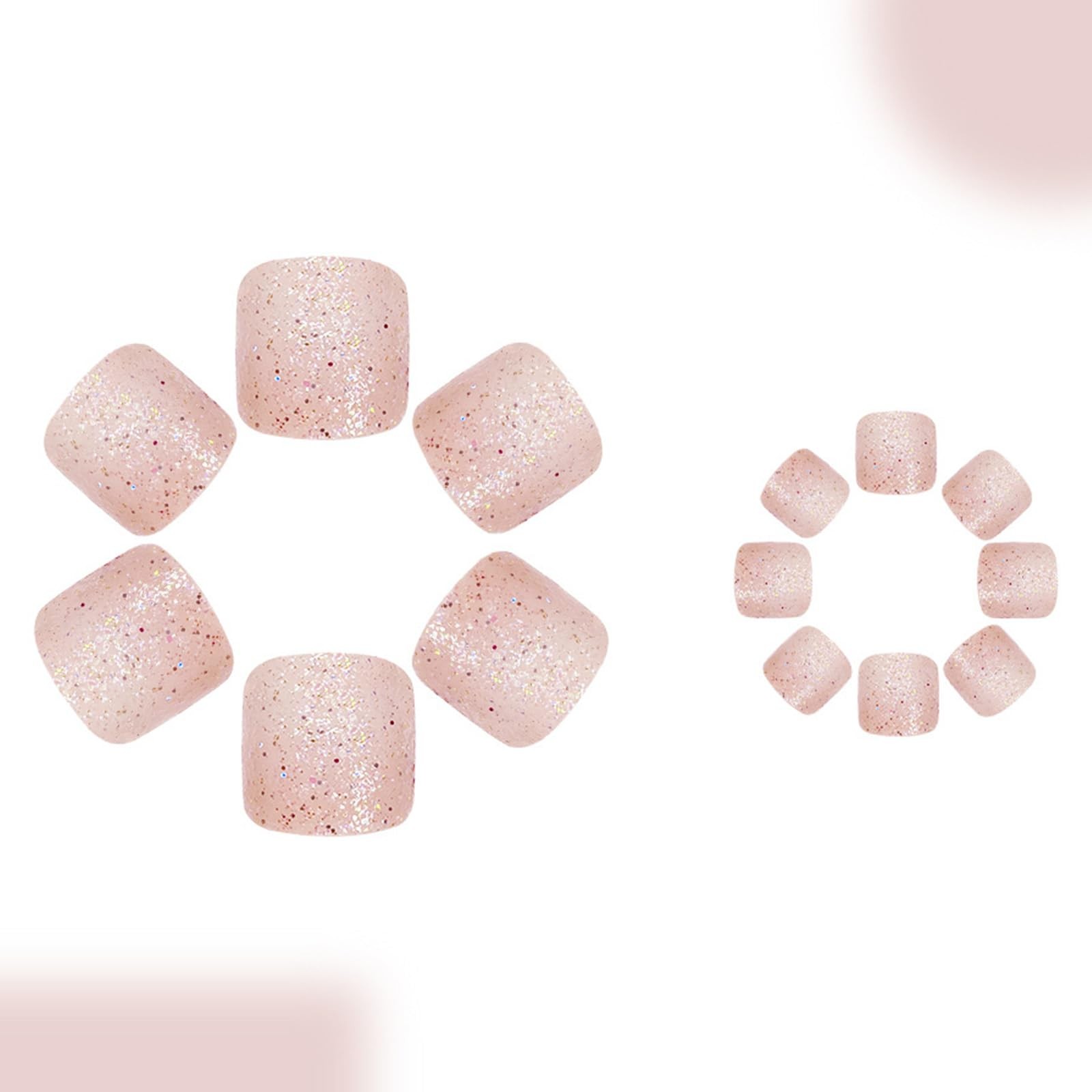 Nude Glitter Press on Toenails Short Square 0.04 Fl Oz (Pack of 24), Pink
