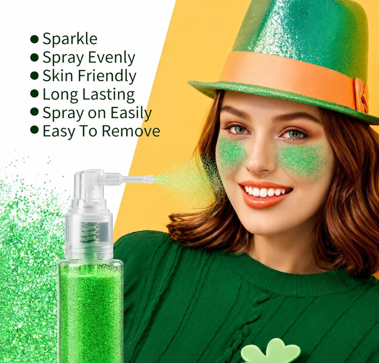 Green Body Hair Glitter Spray, Shinny Sparkle Glitter Spray for Clothes,Loose…