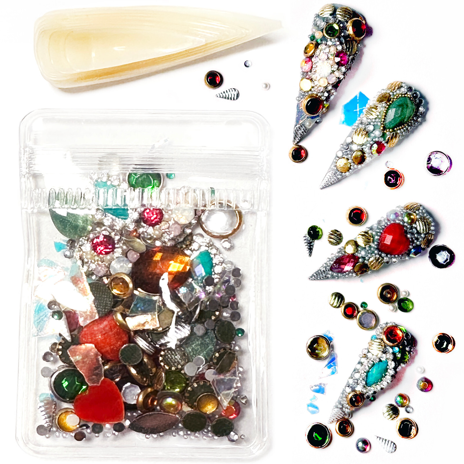 3D Jewelry Nail Charms Alloy Metallic Manicure Accessorie Press On Nails DIY