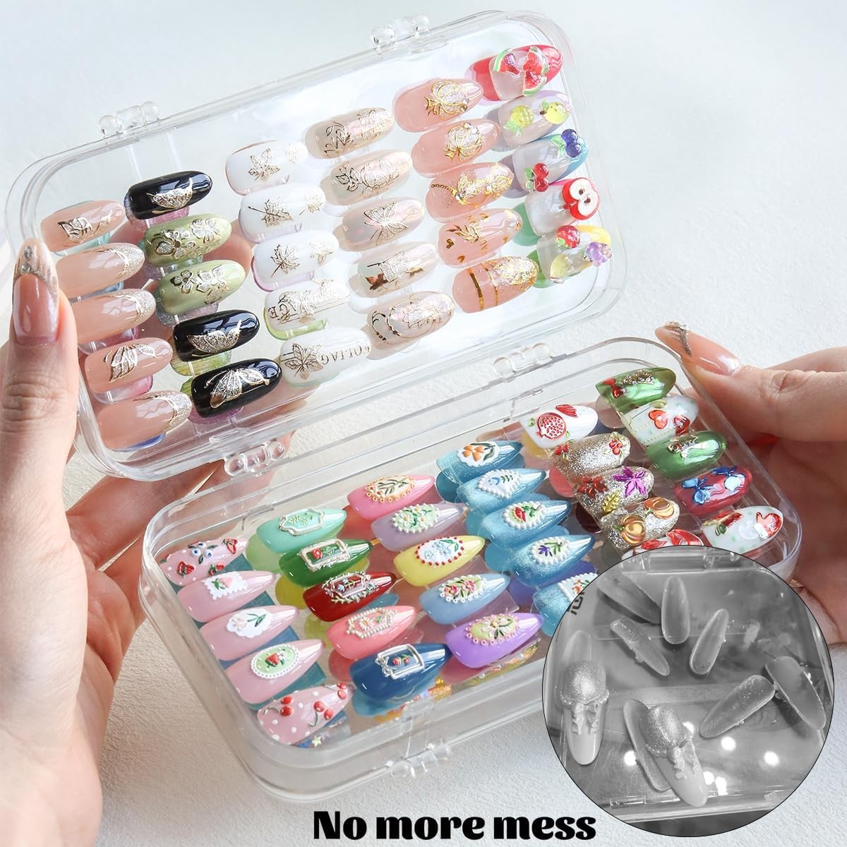 Press On Nail Organizer Case, Tri-Fold Clear Acrylic Empty Press On Nail Storage
