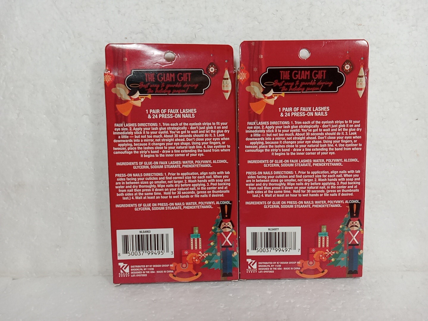 2 The Glam Gift Pair Of Faux Glitter Lashes 24 Holiday Themed Press On Nails