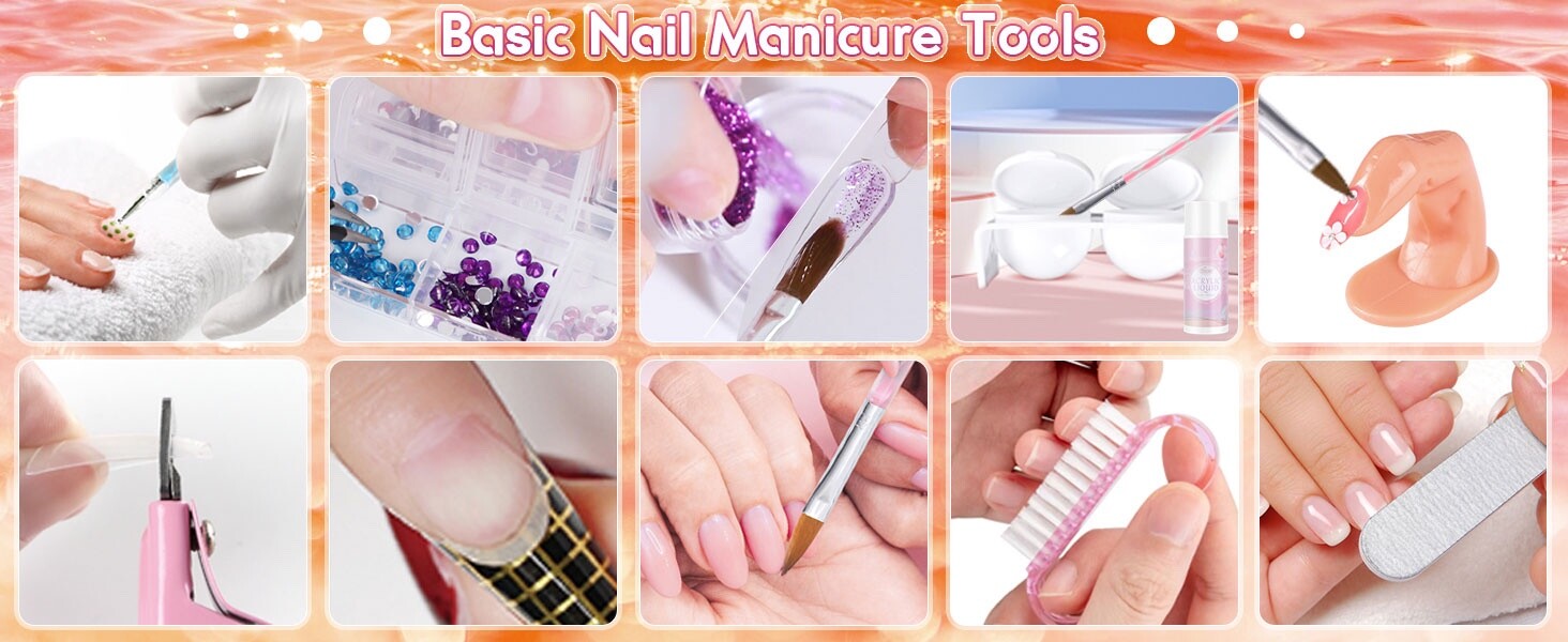 Paquete De Uñas Acrilicas Kit Profesional De Esmalte Para Pinceles Set Rutilar