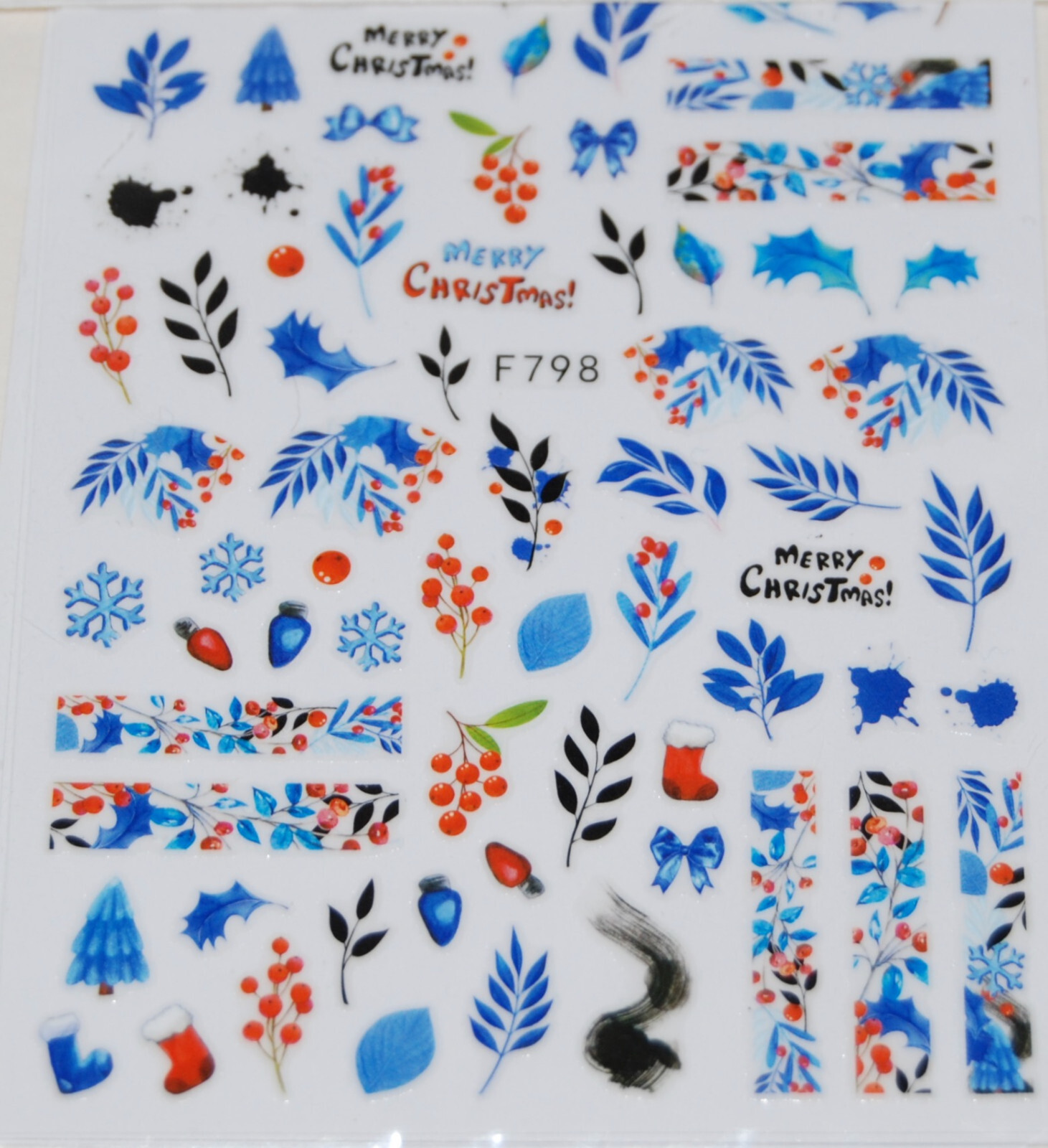 New Christmas Winter-Themed Multicolor Nail Stickers Set of 5 Different Sheets