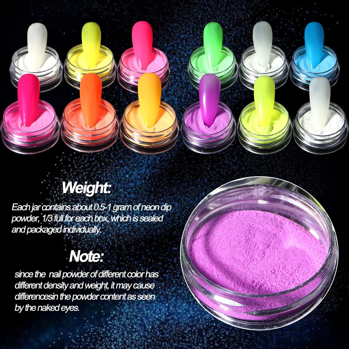 Glow in The Dark Pigment Powder,12 Colors Luminous Iridescent Multicolor
