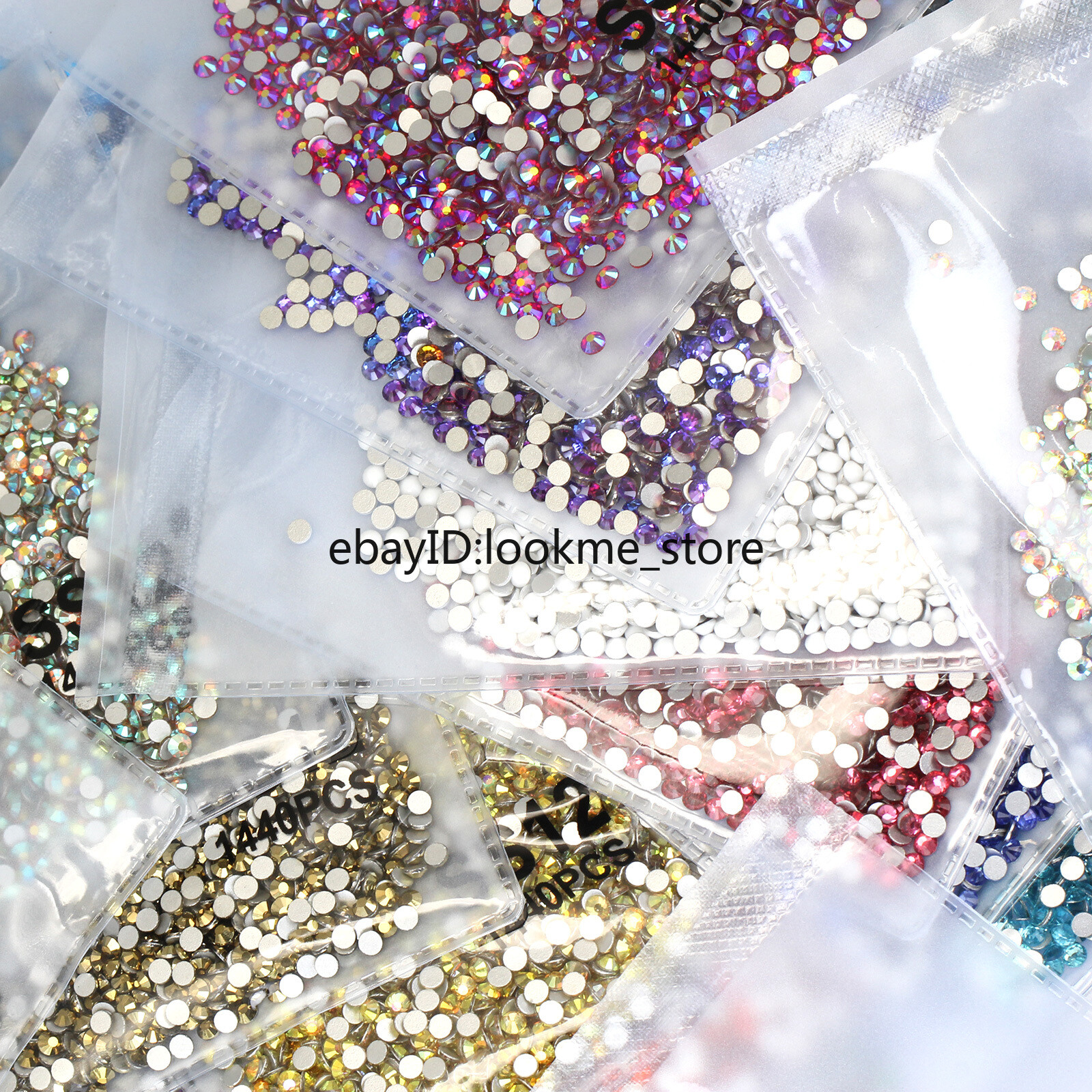 1440pcs 3mm (ss12) Crystal Glass Rhinestones Flatback Gems Nail Art Crafts Decor
