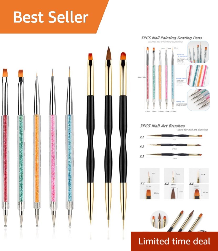 Complete 8PCS Nail Art Brush Set: Dual-Ended for Ultimate Creativity