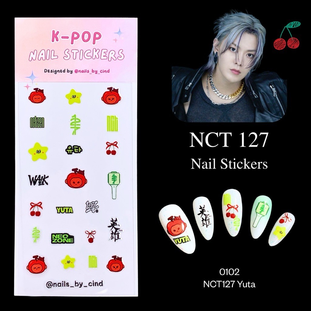 NCT 127 KPOP NAIL STICKER FAN MADE KOREA YUTA DOYOUNG MARK LEE HAECHAN I Z10