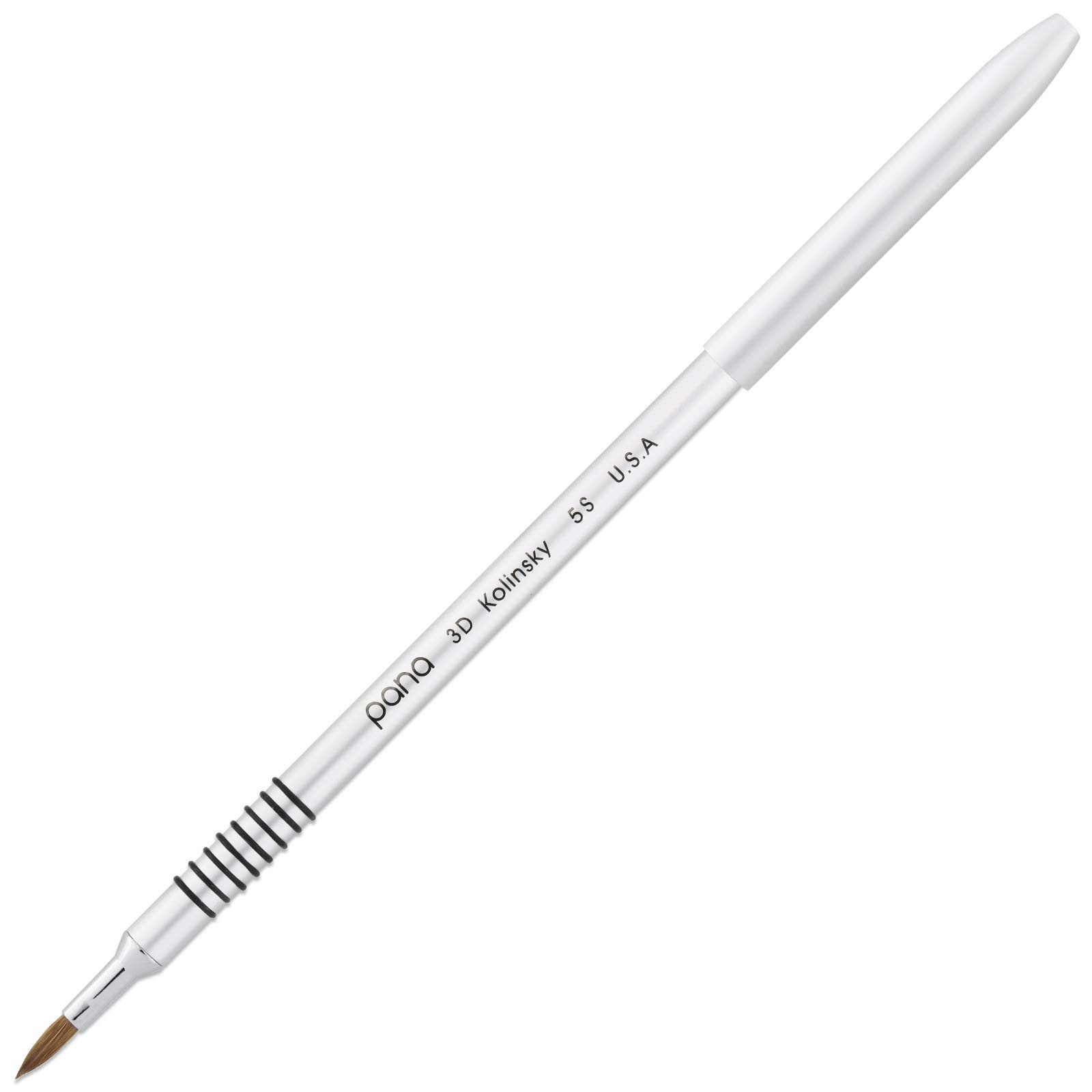 Size 5 Silver 3D Nail Art Brush with Kolinsky Bristles for Detailing