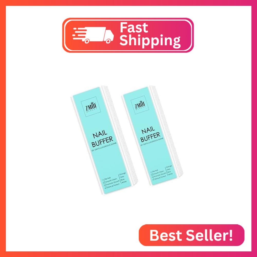 ZMOI Pro Nail Buffer Block – 2 Pack Luxurious Shine Korean 4-Way Nail Buffing Bl