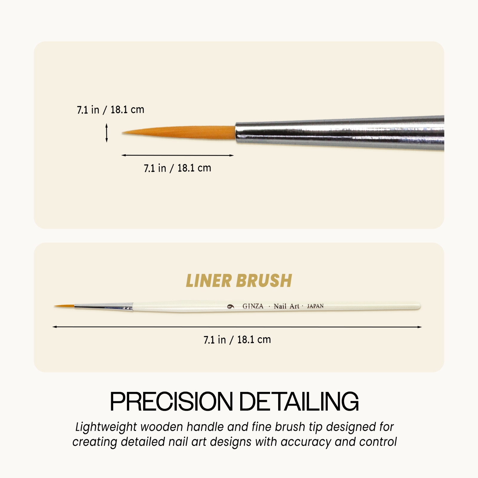 Ginza Japan Professional Drawing Nail Art Liner Brush with White Wooden Handle