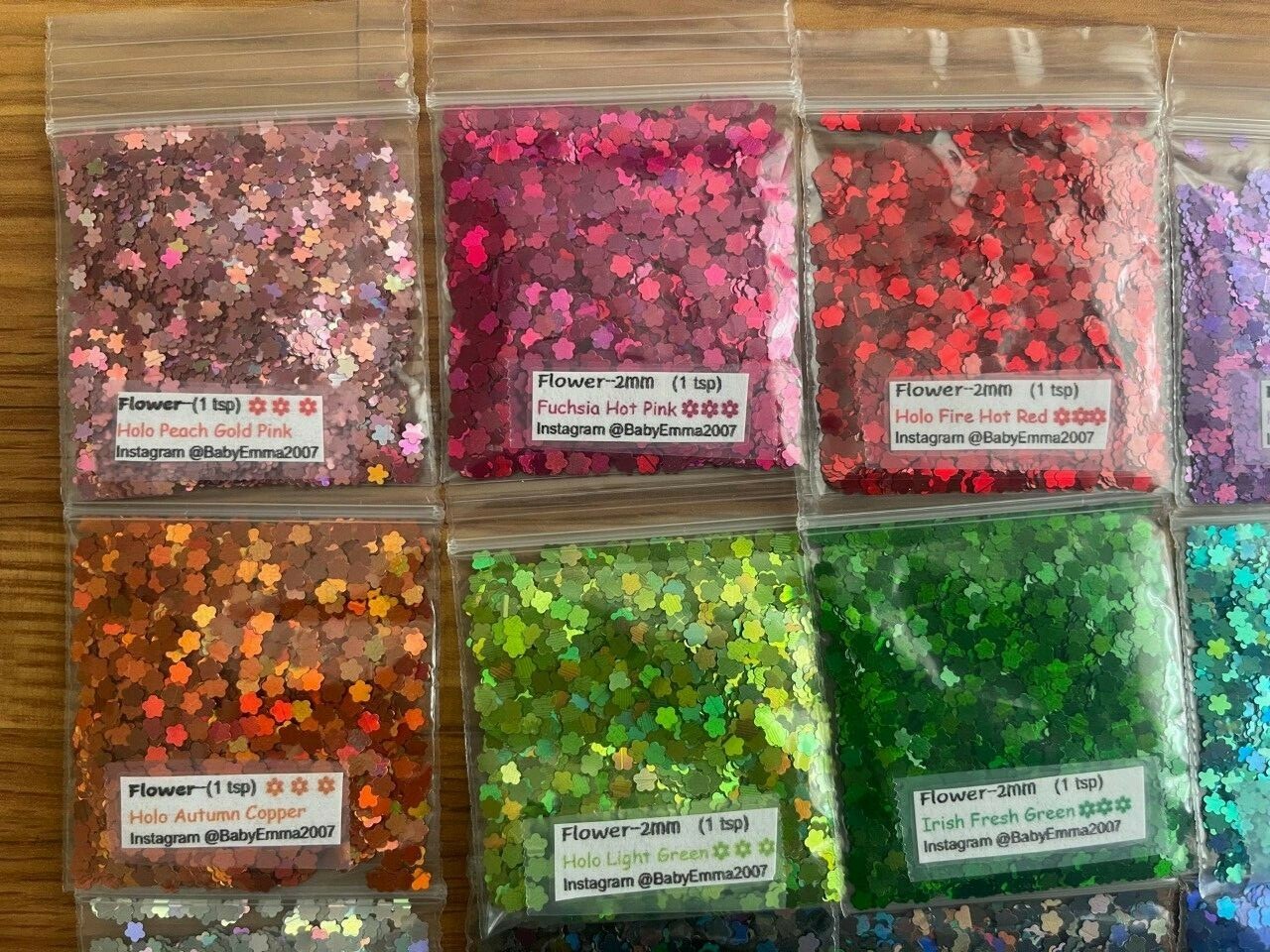 Solvent Resistant Holo FLOWER shape Glitter U Pick Color-Nail Art Face Crafts-US