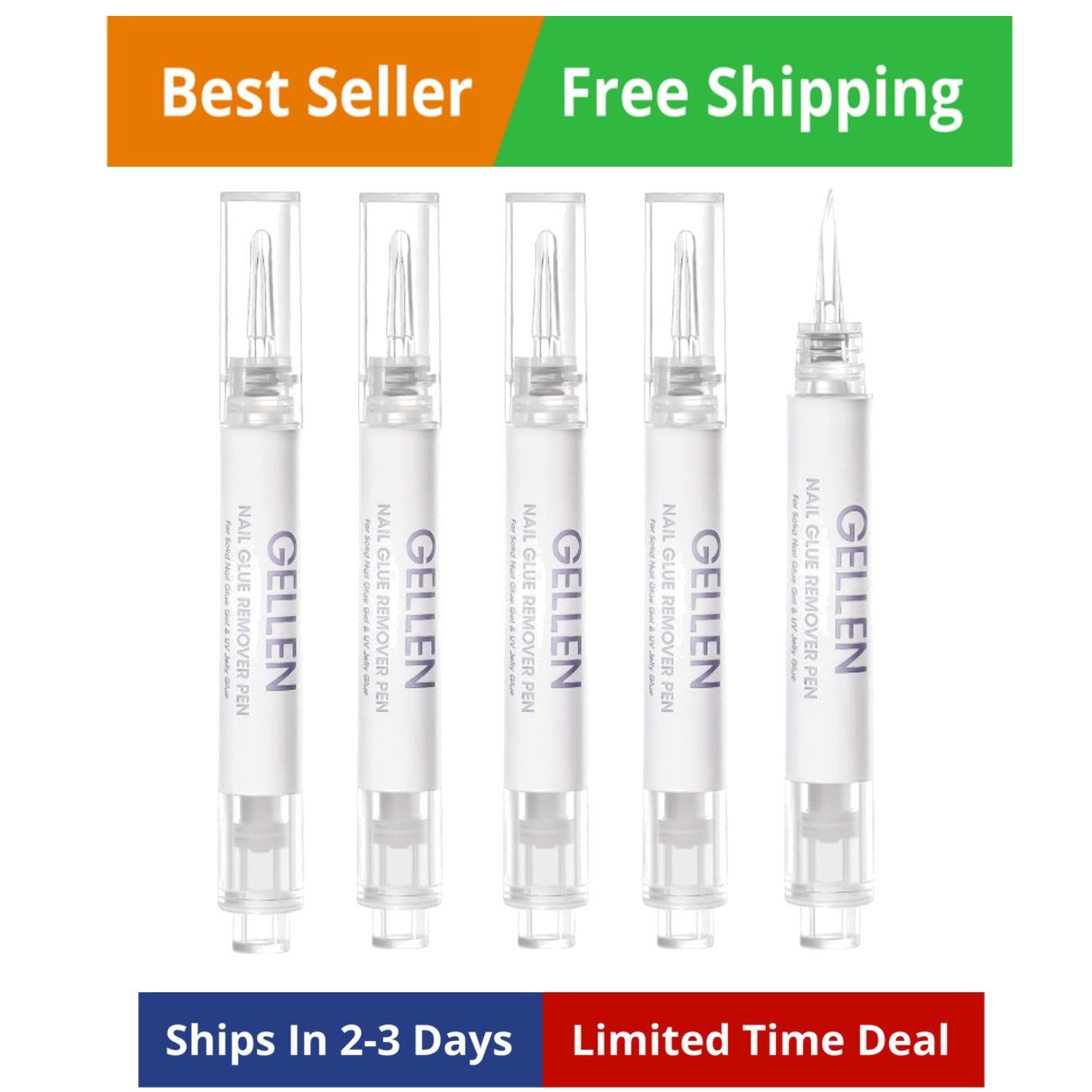 Nail Glue Remover, Nail Glue Remover for Press on Nails, 5 Pcs Non Acetone Ge…