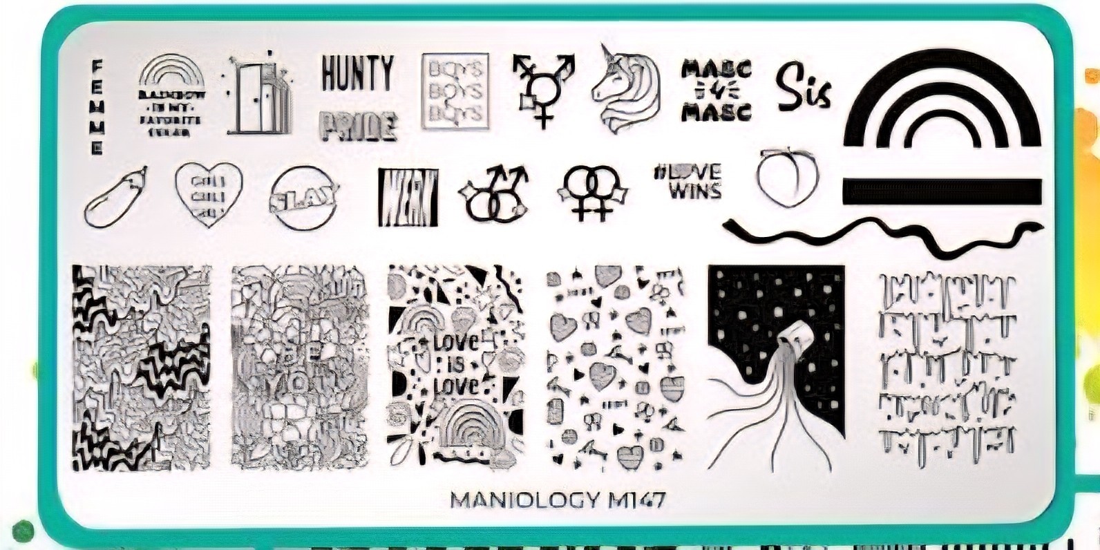 Maniology M147 Pride Gay Straight Rainbow Sis Love Sexual Nail Stamp Plate HTF