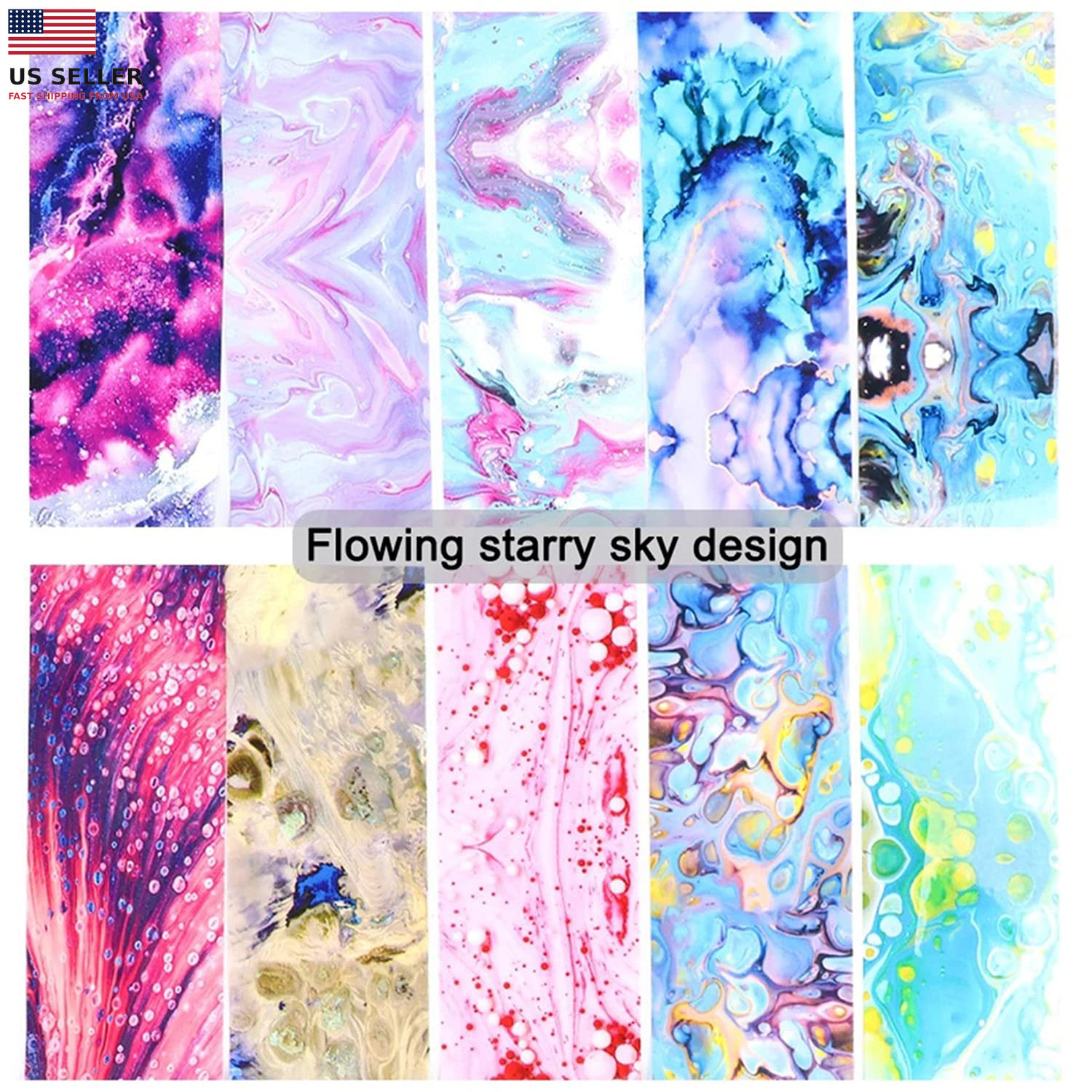 Starry Sky Nail Art Foil Transfer Stickers Decals Nail Art Film Colorful Starry