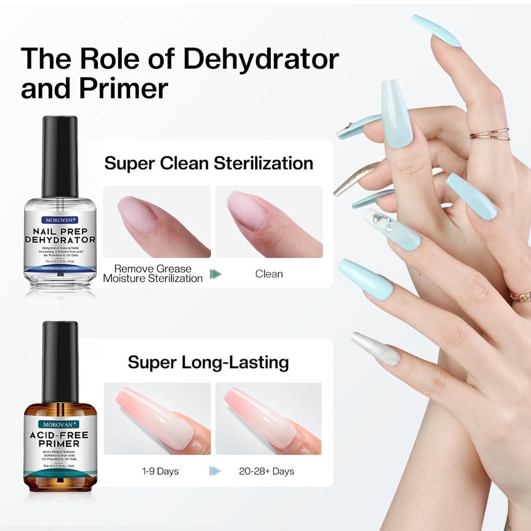 Morovan Professional Acrylic gel Nail Kit Art Set W/ Dehydrator and Nail Primer