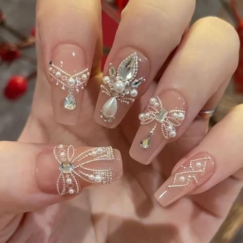 3D Metal Nail Beads & Studs, Gold and Pearl White Caviar Gold+Silver