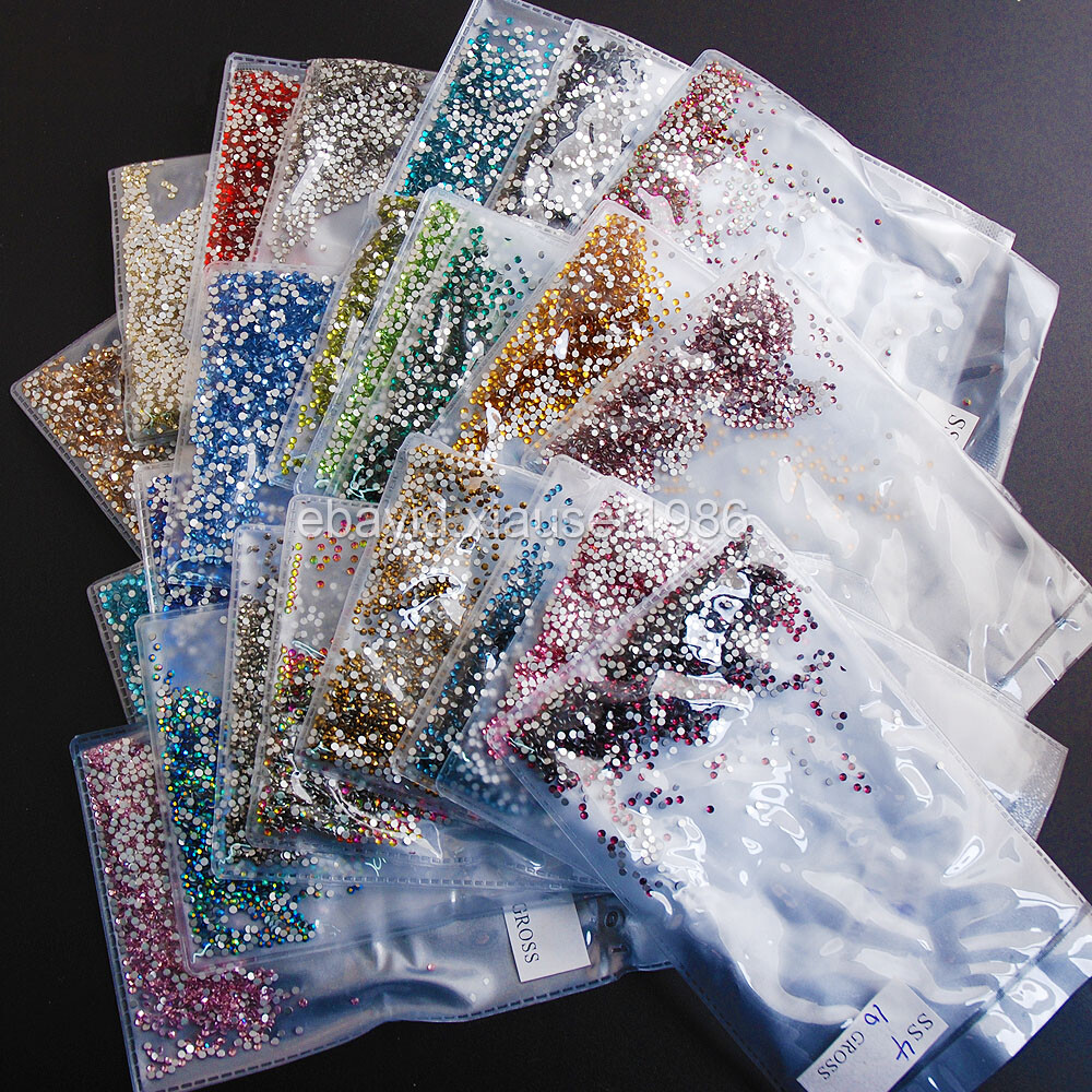 1440pcs (ss4 1.6mm) Glitter Nail Art Rhinestone Flatback Crystal Nail Decoration