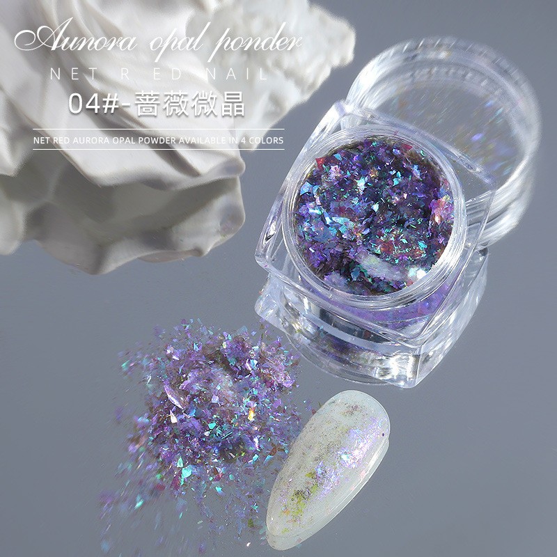 1 Jar AURORA Chrome Nail Art Flakes Multi Chrome Chameleon Peacock Galaxy Chrome