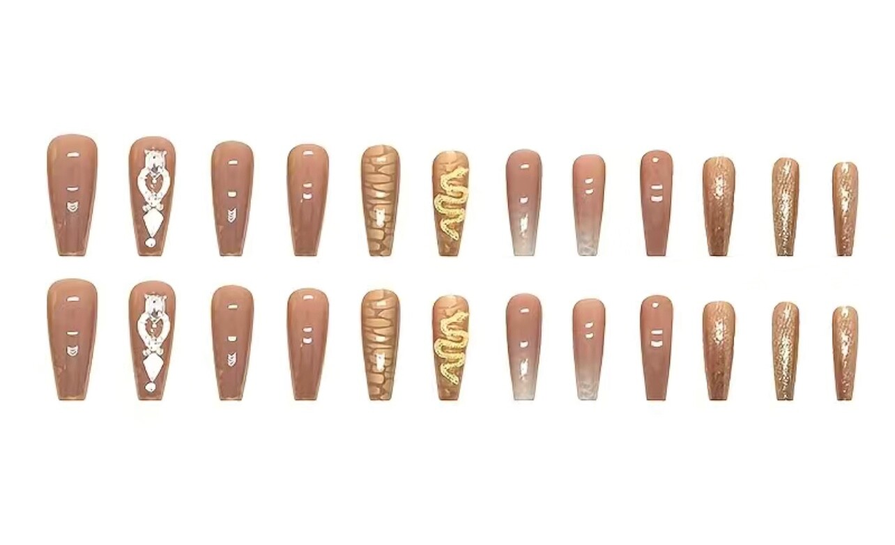 Elegant Gold snake press on nails -strong durable- good 4any occasion-24 pieces