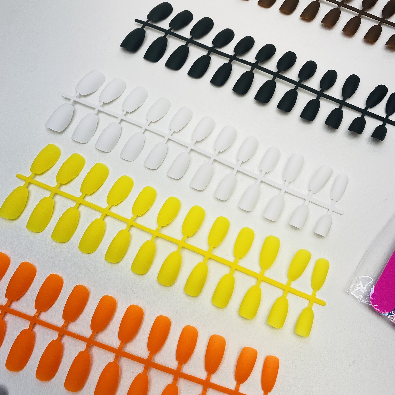 6 sets/144 Pcs Solid Colors Matte Acrylic Ballerina Coffin False Nails Full