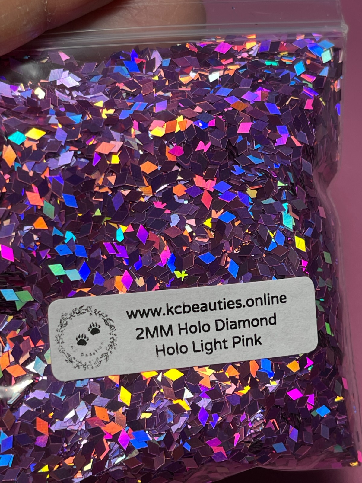 50g Solvent Resistant DIAMOND shape Glitter HOLO LIGHT PINK Nail Art Craft