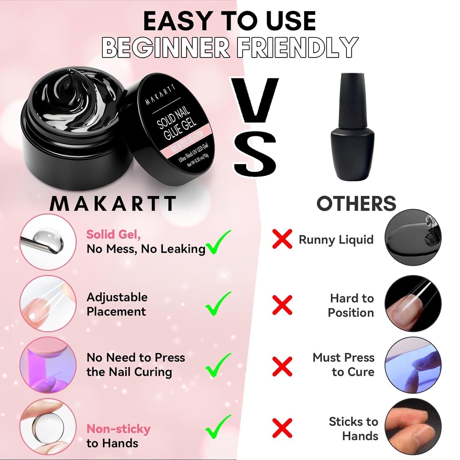 Makartt Solid Nail Glue Gel for Press on Nails: Strong Gel Nail Glue for Fake Na