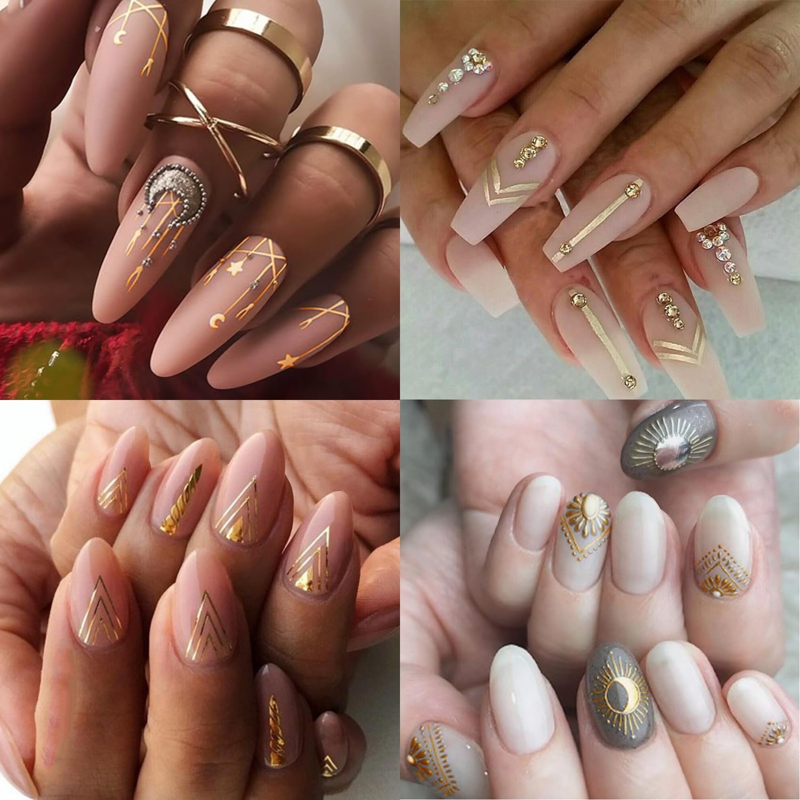 Bohemia Nail Art Stickers – Tribal Gold Arrow and Triangle Self-Adhesive 3D N…