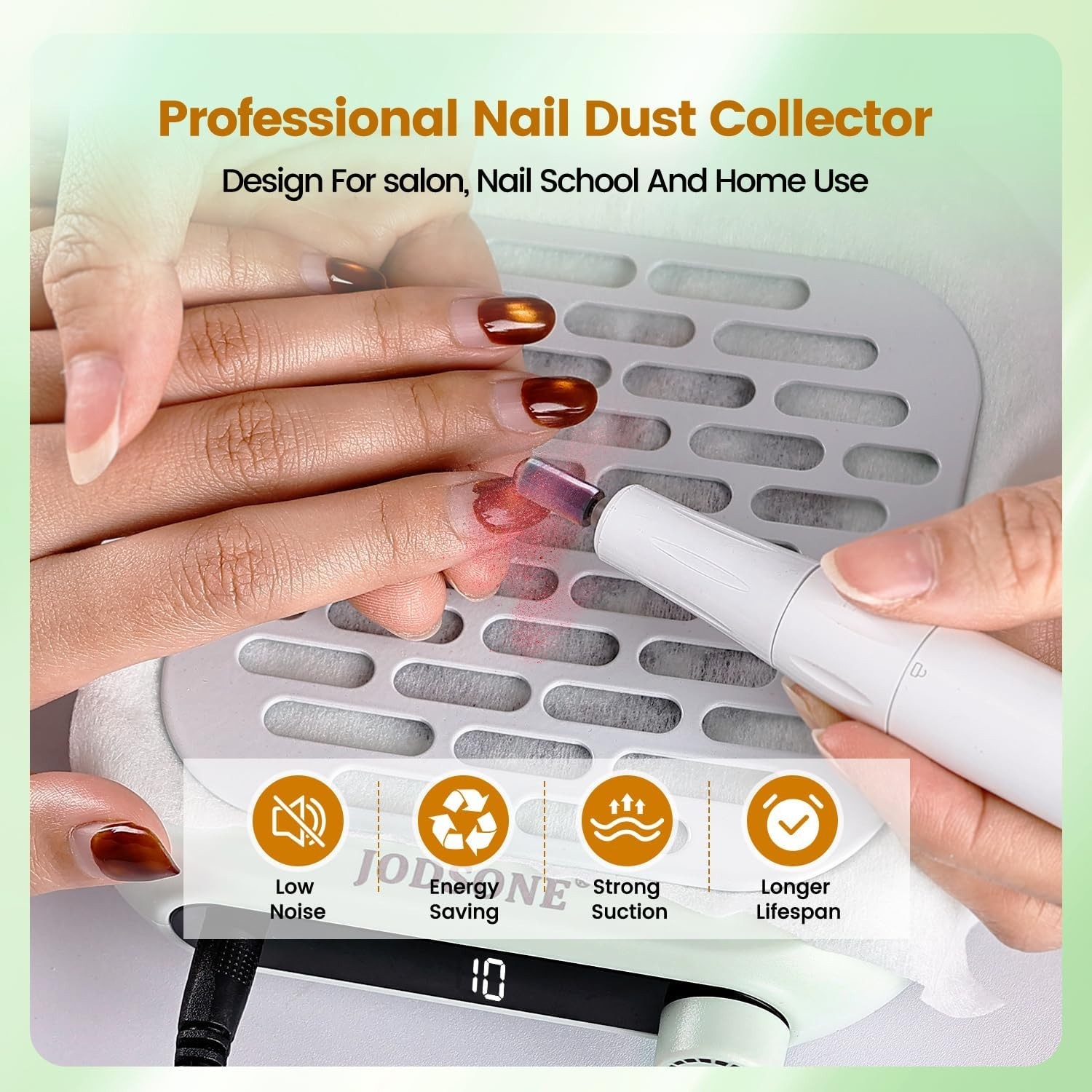 Portable Nail Dust Collector, 6000RPM Suction with 30 Filters – Green Edition