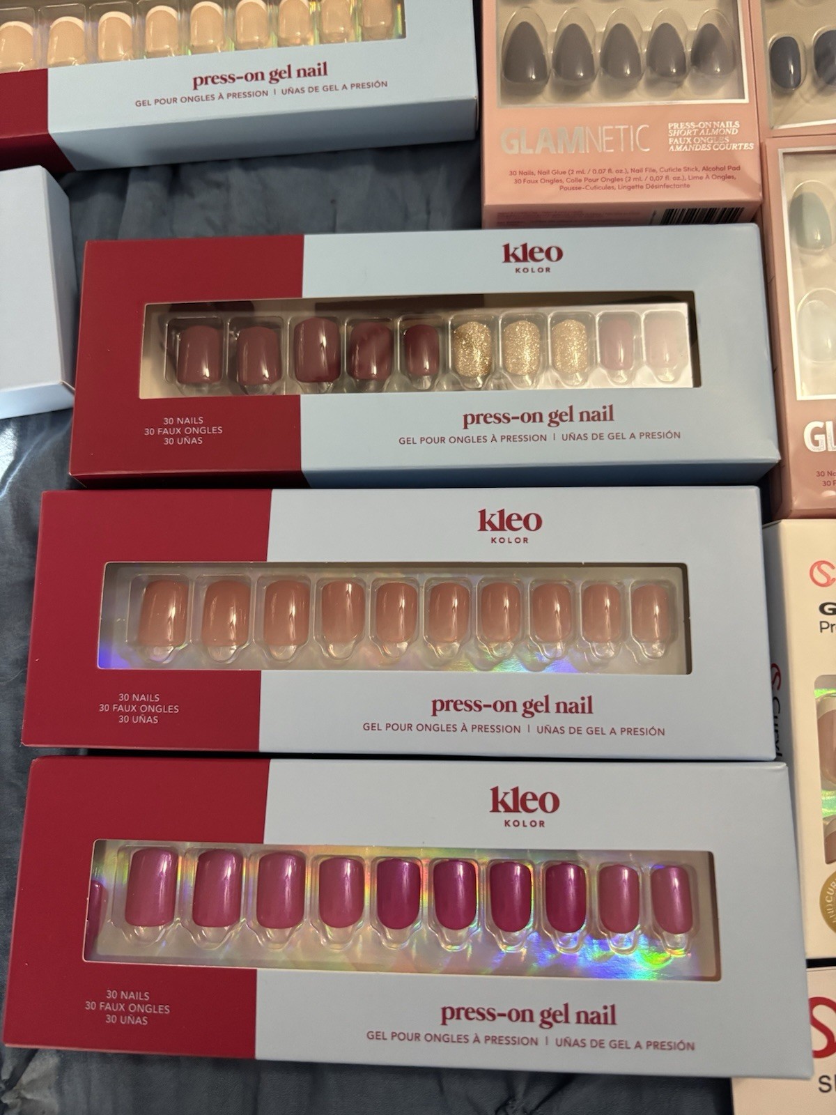 Mixed Brands Press-On Nails Lot, Glue & Remover Included, 30 Sets