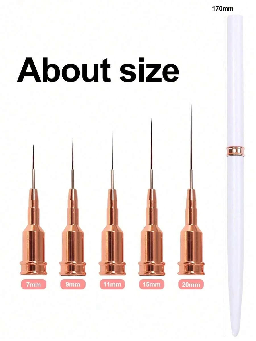5pcs Nail Art Liner Brush Set UV Gel Painting Fine Line Design Tools
