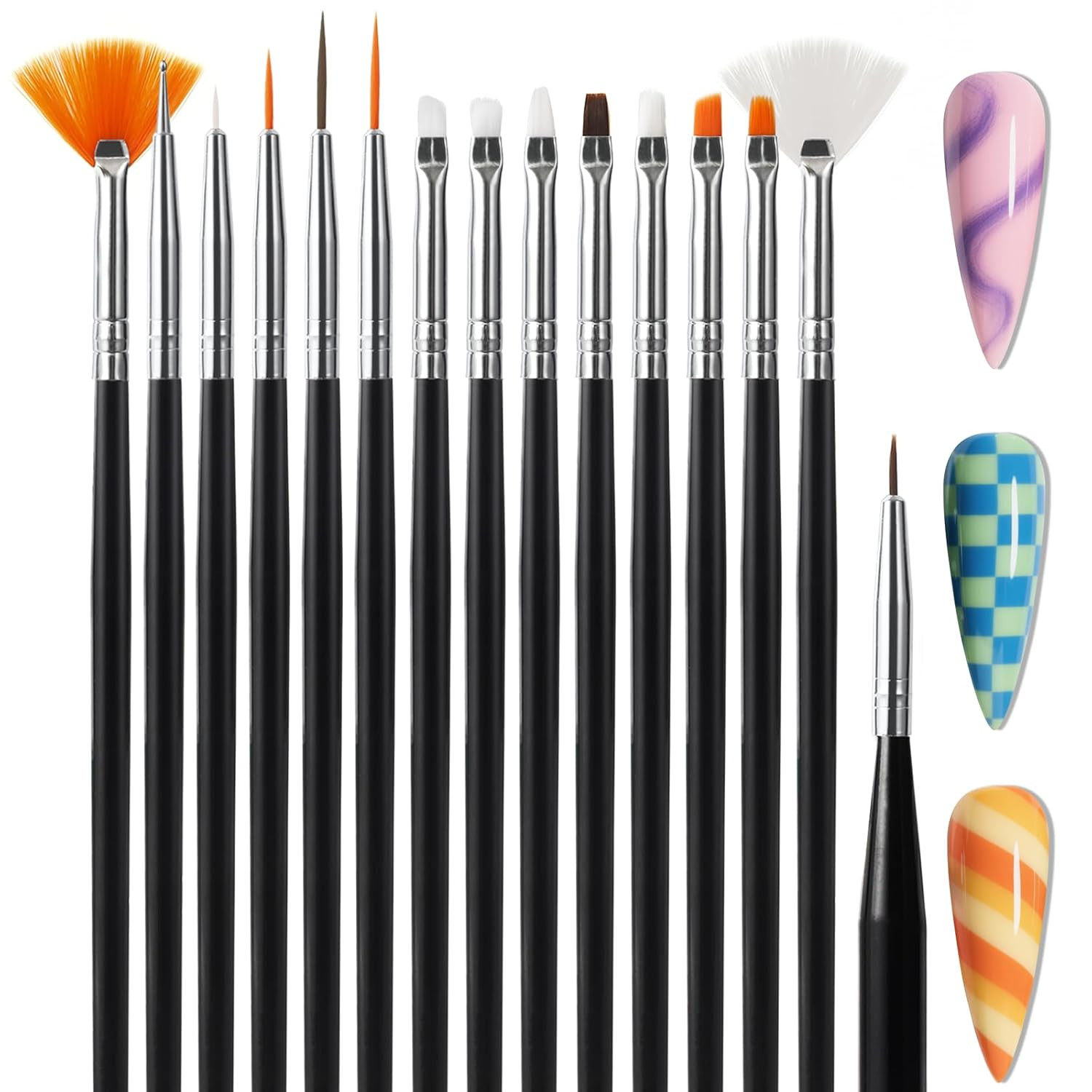 31Pcs Nail Art Brushes, Nail Art Tool Set, Dotting Tools, Dust Brush,Striping Br
