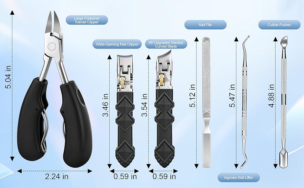 6-in-1 Toenail Clippers for Seniors with Thick Nails – Heavy Duty Wide Opening