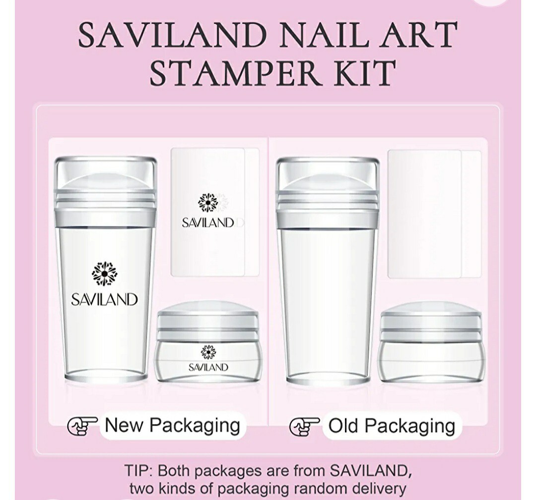 Saviland French Tip Nail Stamp – 4PCS Nail Art Stamper Kit Clear Silicone Nai…
