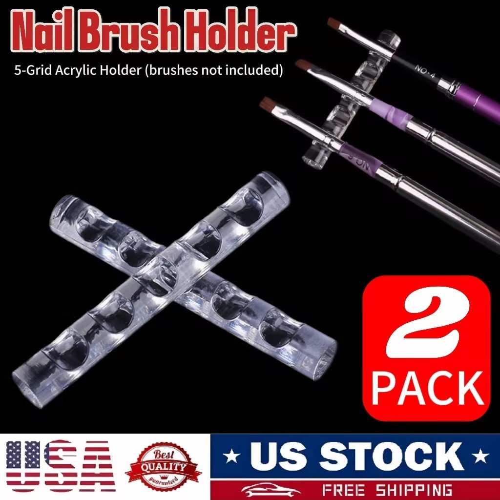 2PCS Clear Organizer with Multiple Compartments for Nail Brush Storage Container