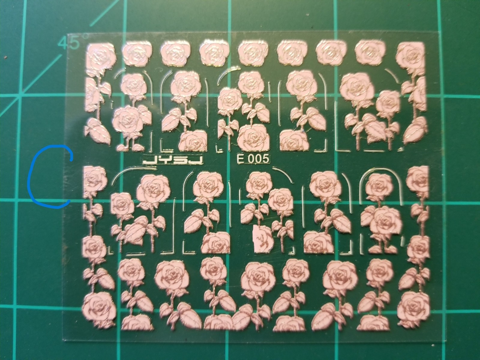 Nail decals stickers / 3D Art decor / Rose & trees bossom, 5 pcs/units. 3 x 3.5″
