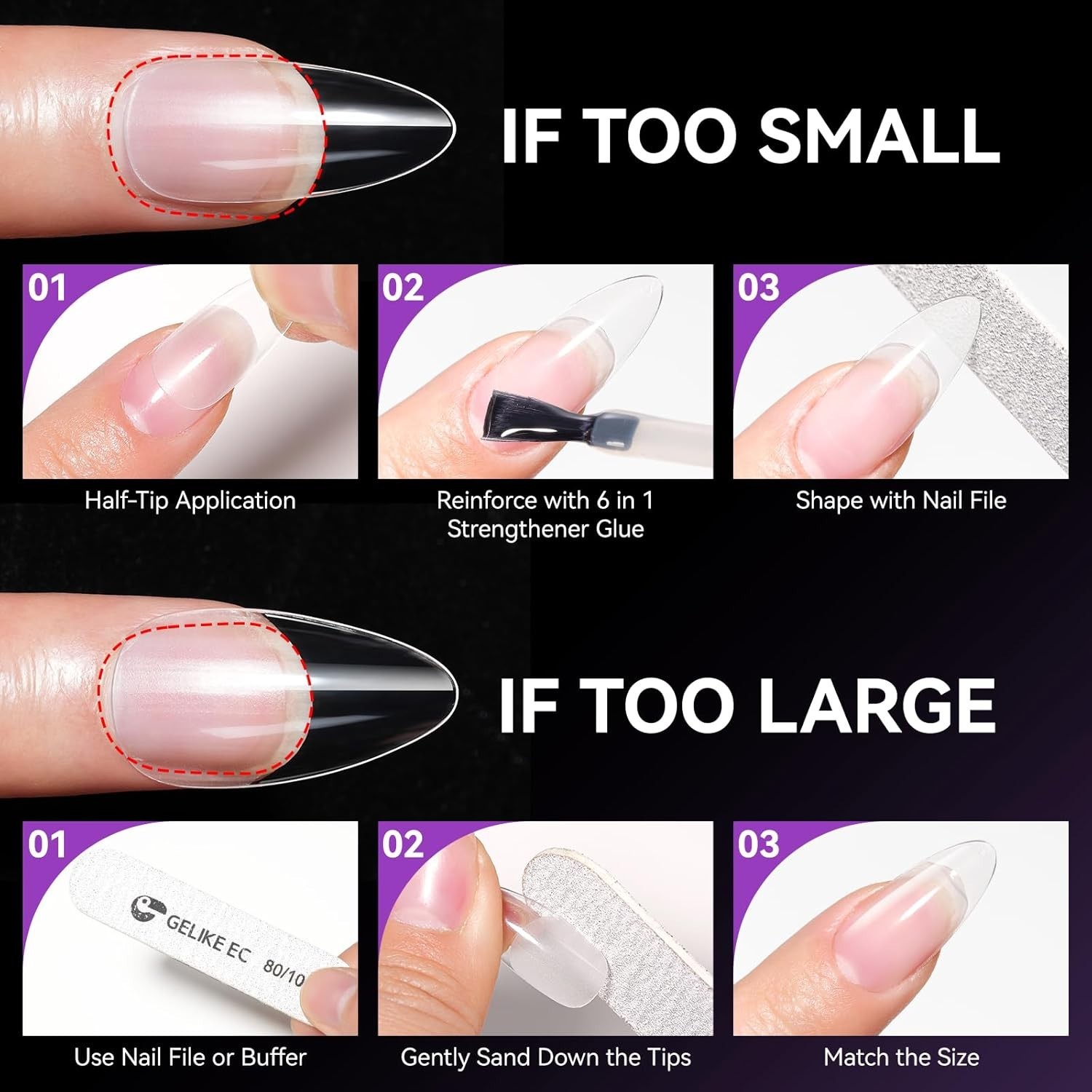 Quick-Curing Soft Gel Nail Extensions Kit – 240 Full Cover Tips in 10 Sizes
