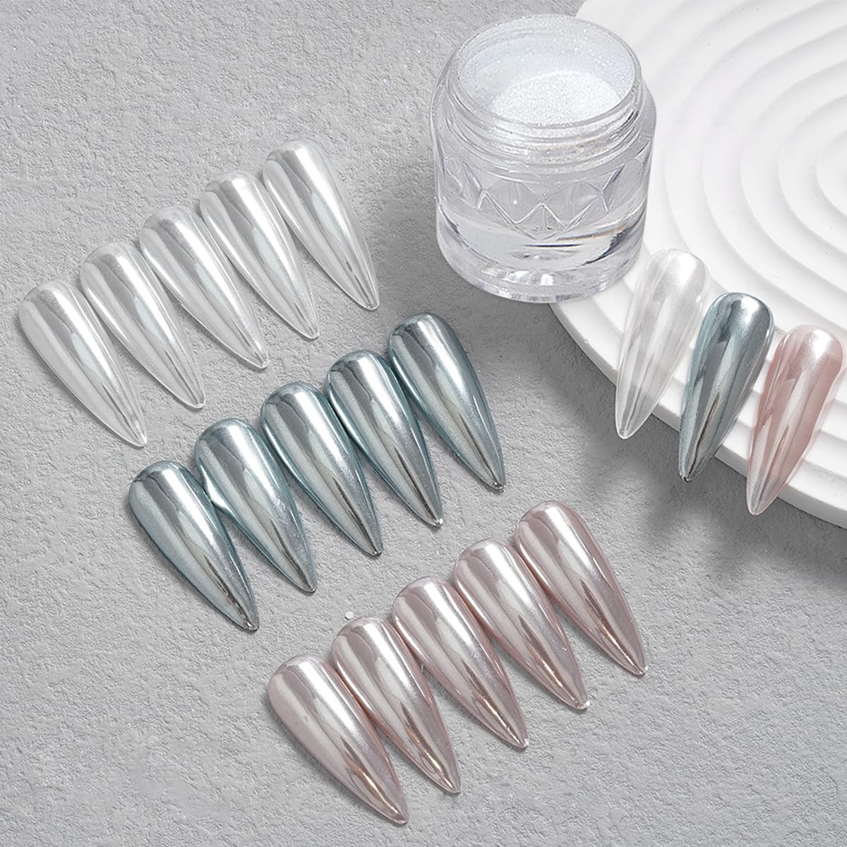 White Pearl Chrome Nail Powder 0.5g Magic Metallic Silver Super Glossy Mirror