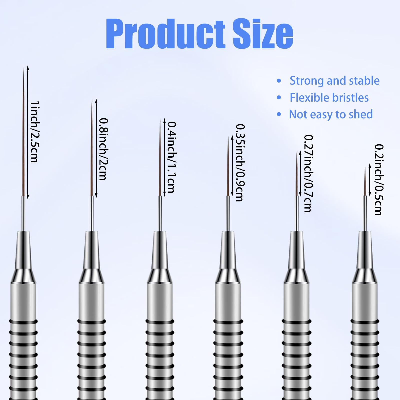 Nail Art Liner Brushes 6Pcs Fine Line Brush For Silver