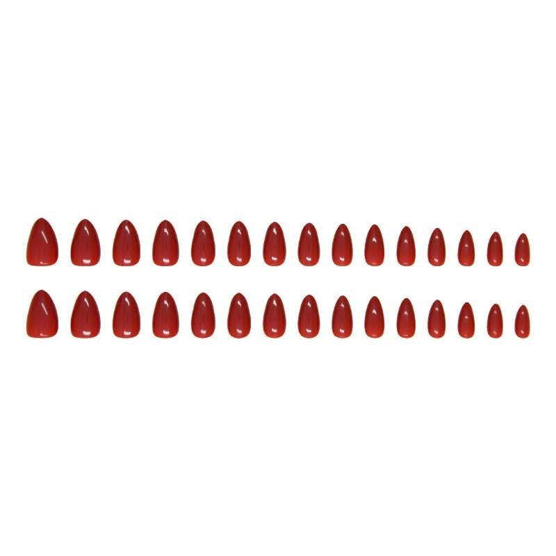 💋 Scarlet Flame – Classic Red Glossy Almond Press-On Nail Set