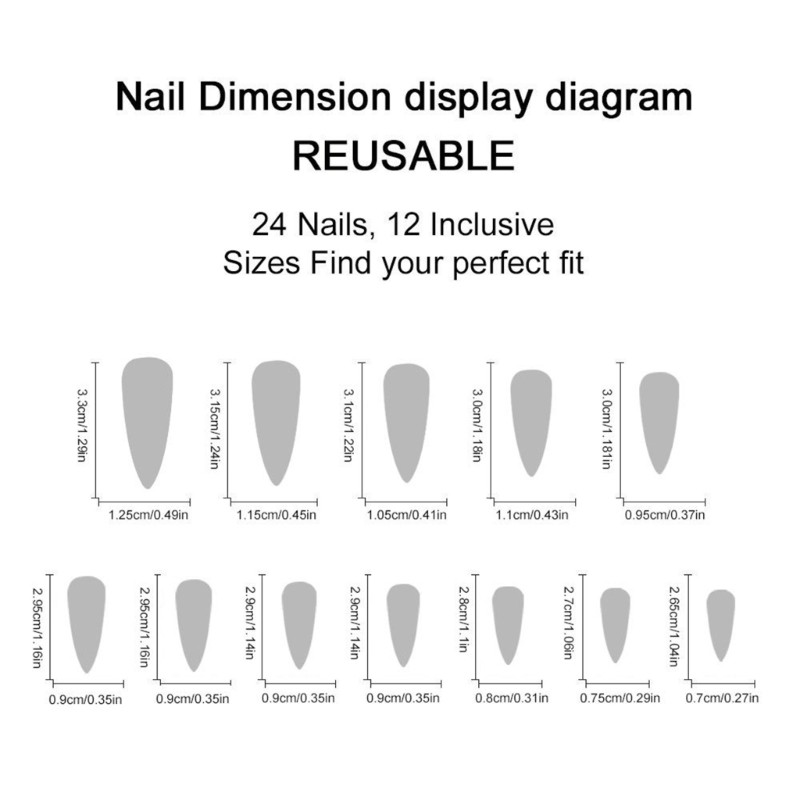 Mixed Pattern Press-On Nail Set 24 Pieces for Daily Party Wear Artificial Nail