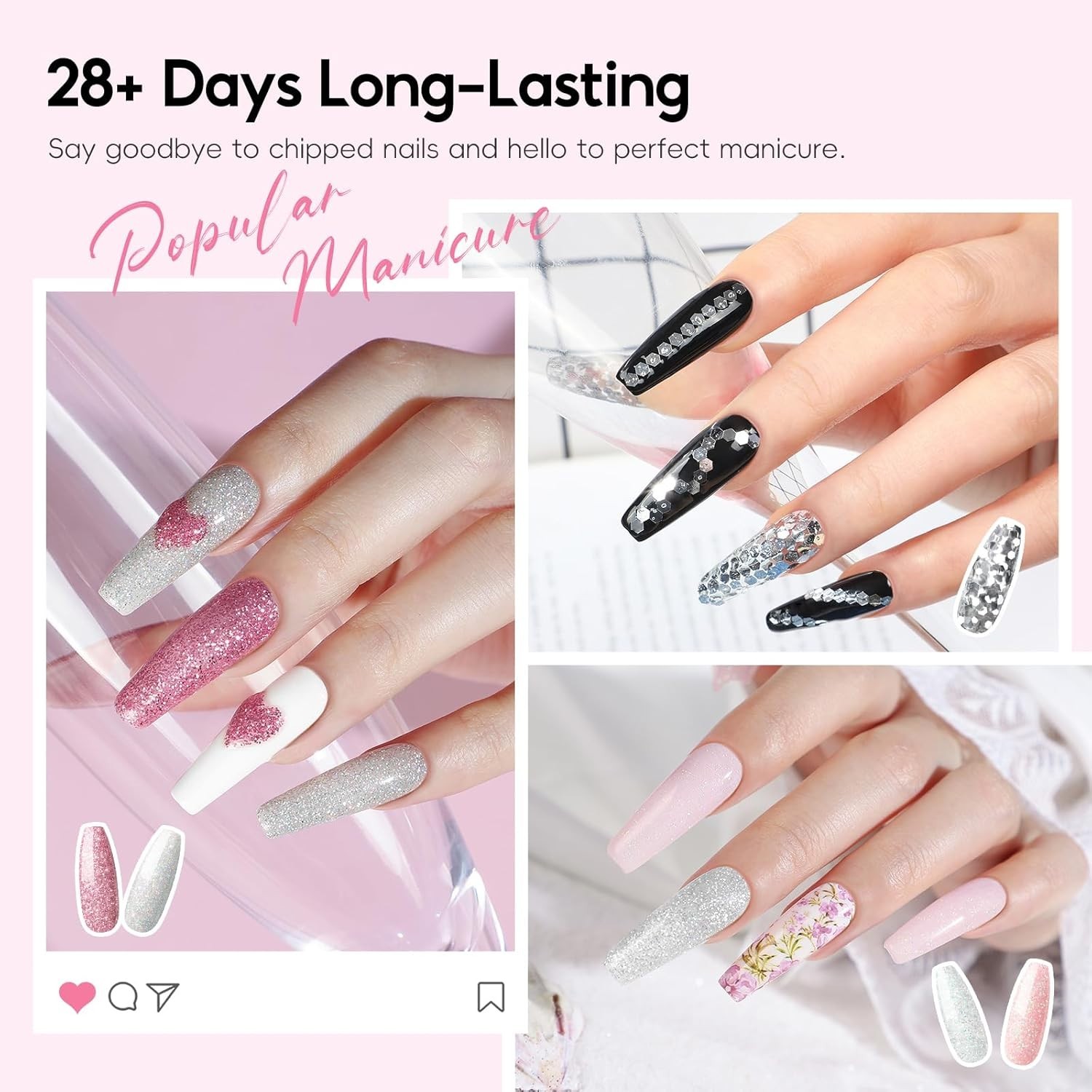 58PCS Acrylic Nail Kit for Beginners with Everything, 3 Colors Professional A…