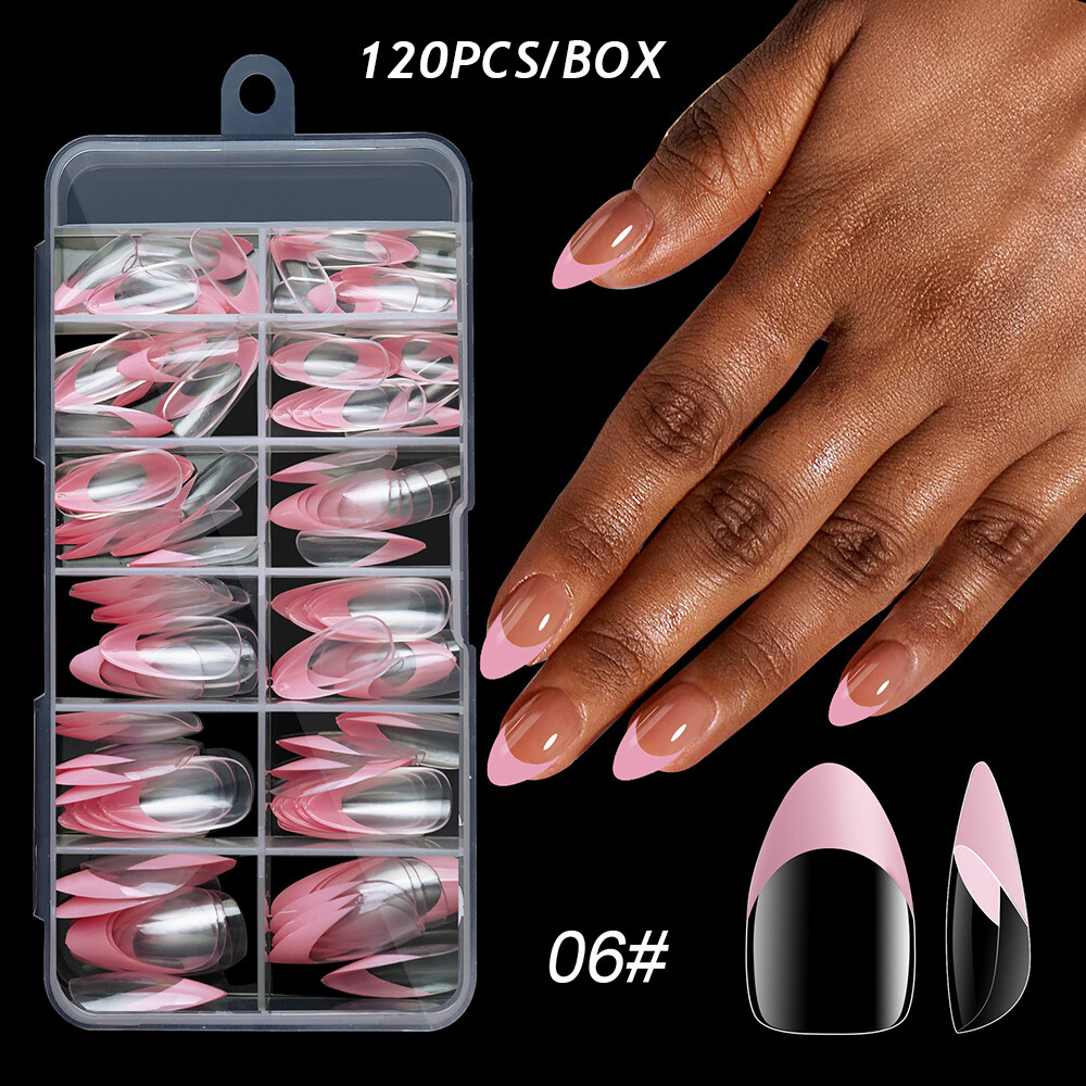 120Pcs/Box Short Square Nails Tips Full Cover Clear French False Nail Extension’